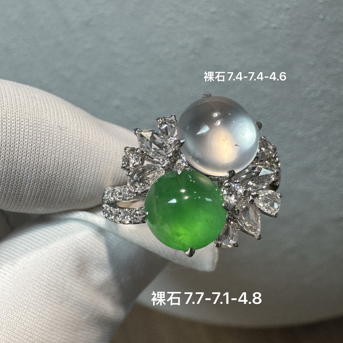 天然缅甸翡翠A货双蛋设计款女戒完美 15800