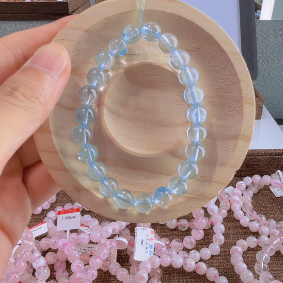 发晶手链未镶嵌蓝托帕8mm