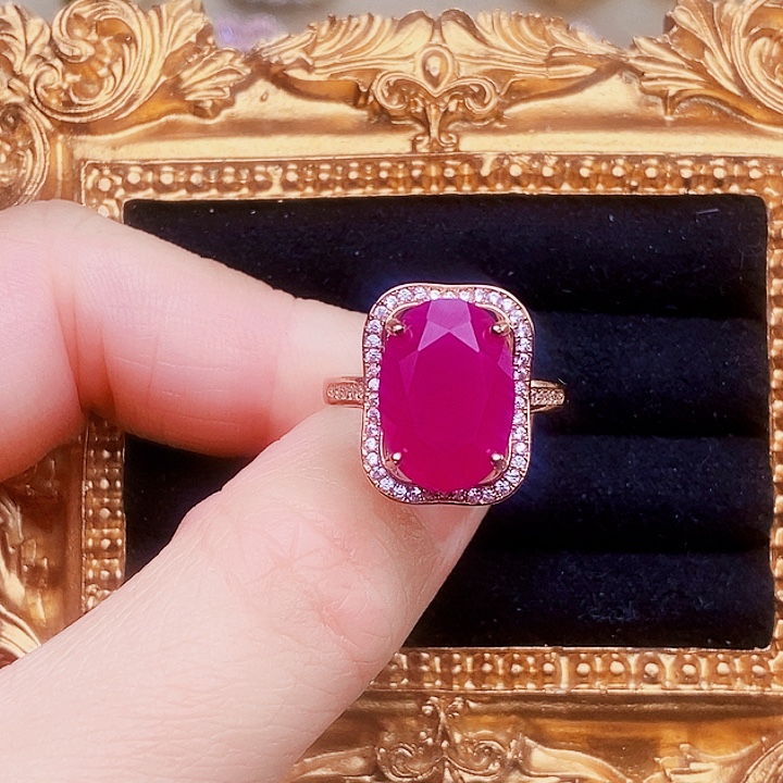 王***火戒指红宝石银S925镶嵌