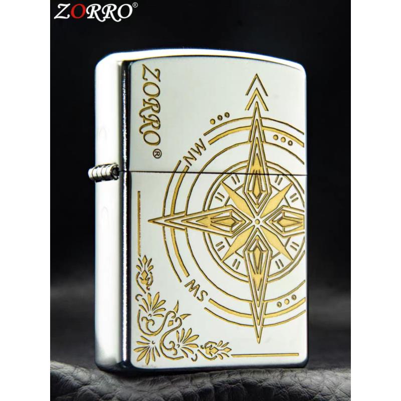 ZORRO佐罗BOSS【指南针】亮铬镜面简约煤油防风打火机【新机无油】