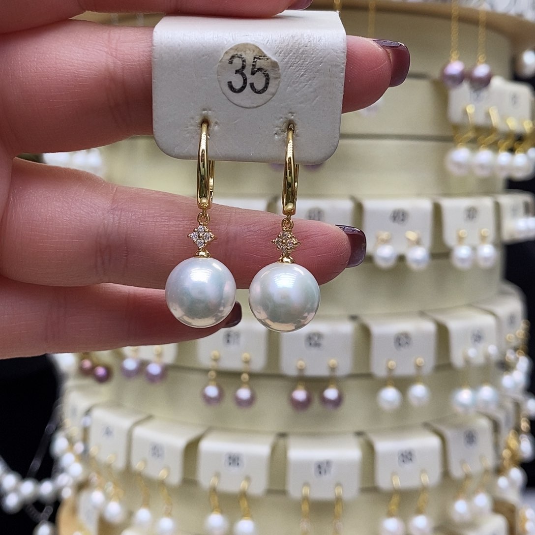 淡水珍珠耳饰银S925镶嵌