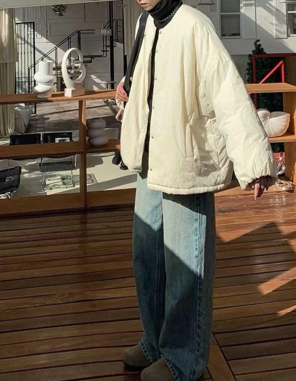 K2021 淡奶油 鸡蛋韩系复古长袖秋冬外套女