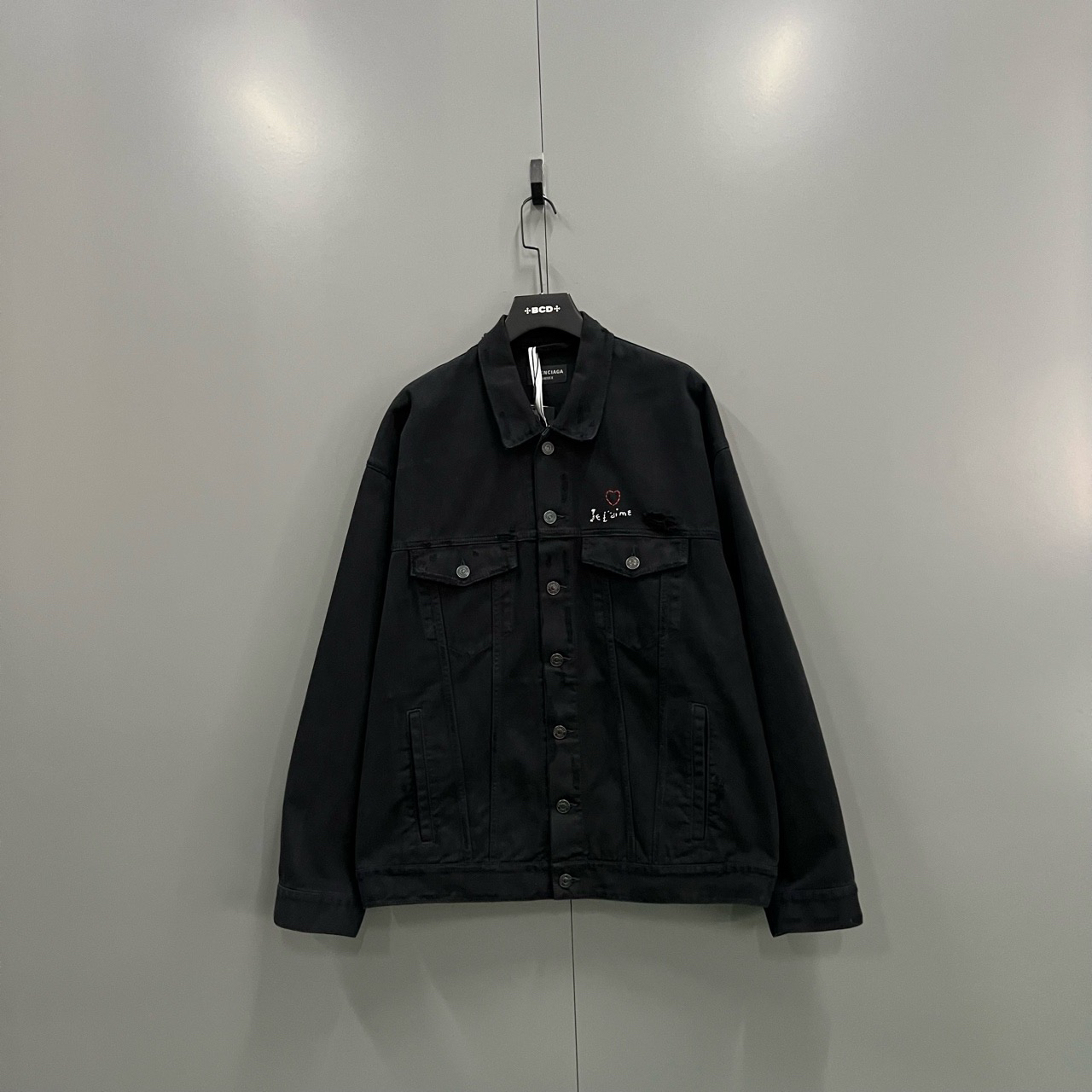 95新 Balenciaga/巴黎世家 （c3）爱心字母刺绣牛仔外套 1码/011638