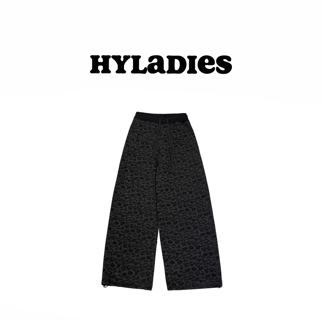 HYLADIESWEAR  『豹走时刻』冬季洋气豹纹高腰收口束脚加绒阔腿裤