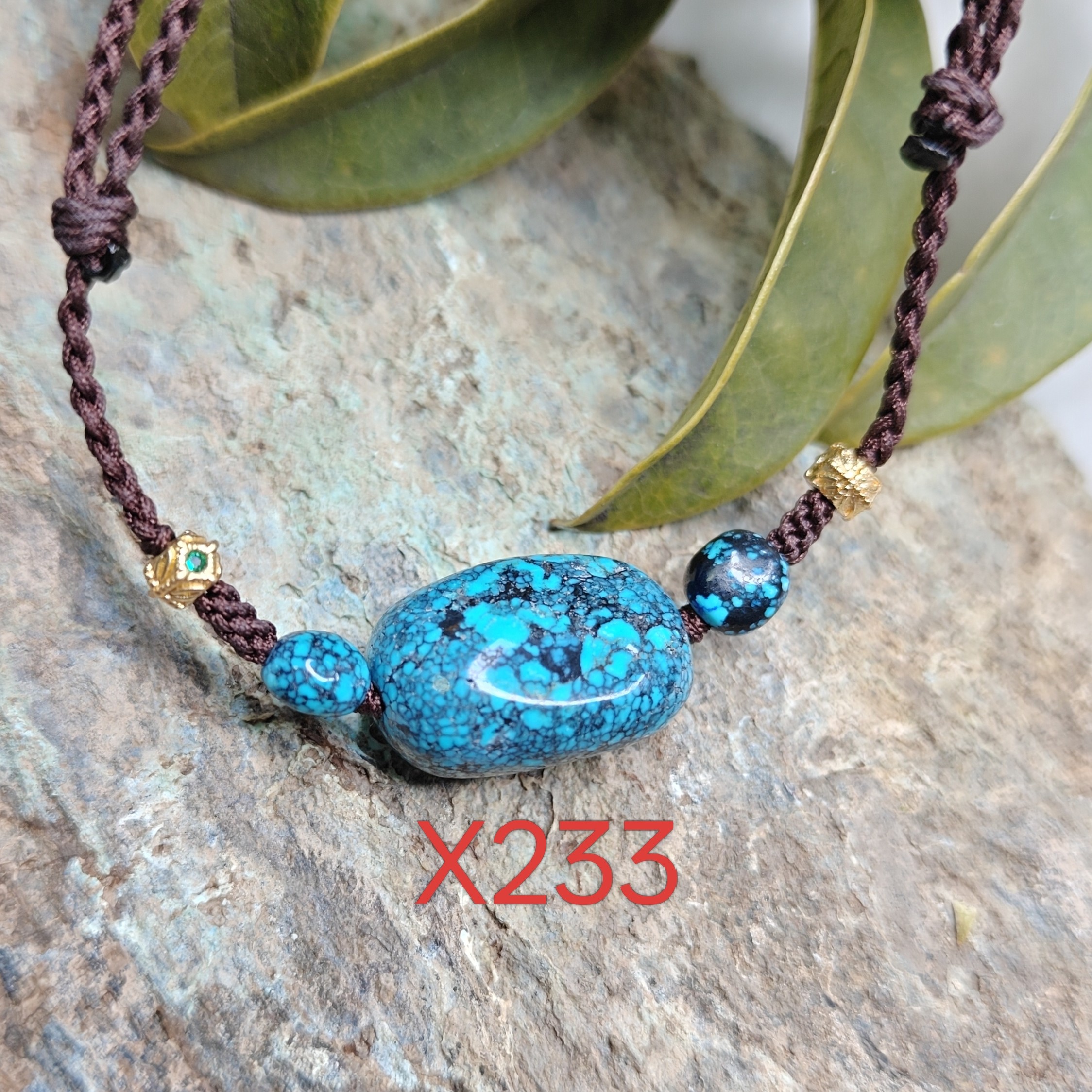 X233绿松石天然原矿无优化高瓷乌兰花随型锁骨链