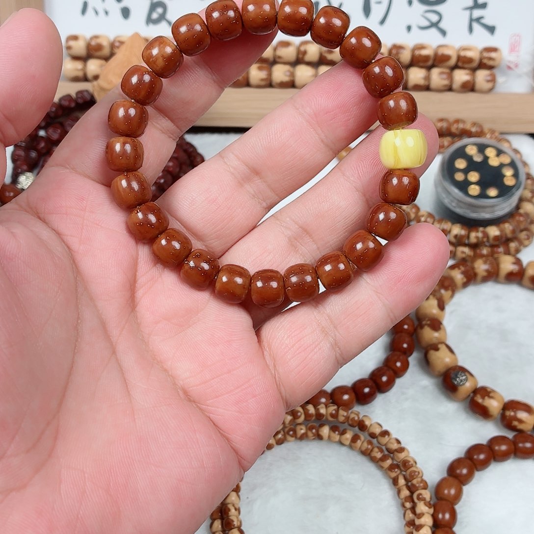 手串紫金鼠短轴道珠，实心老型