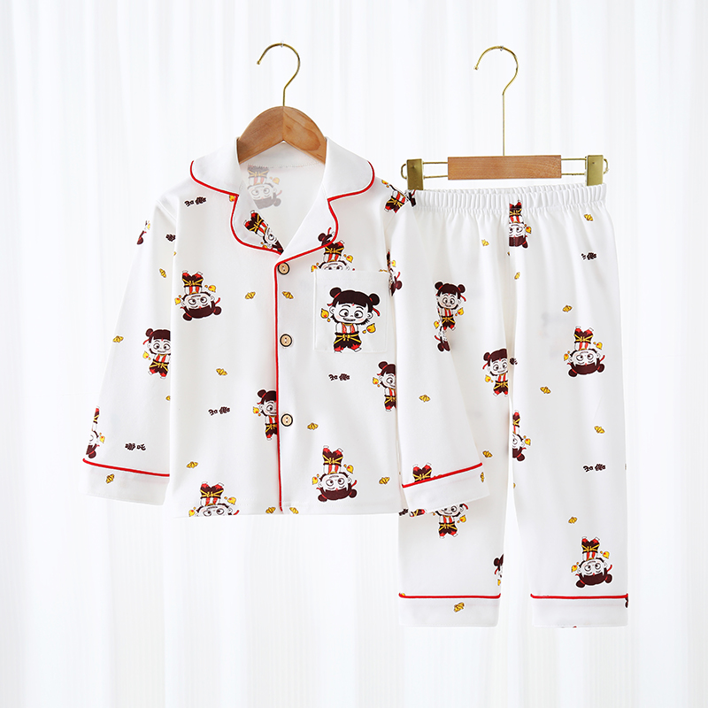 儿童纯棉睡衣家居服套装春秋季男童女童全棉中大童柔软舒适空调服
