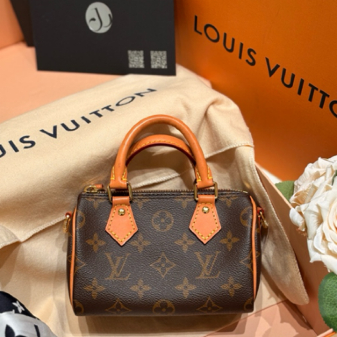 95新 LouisVuitton/路易威登 speedy nano 老花 22年/JW0574