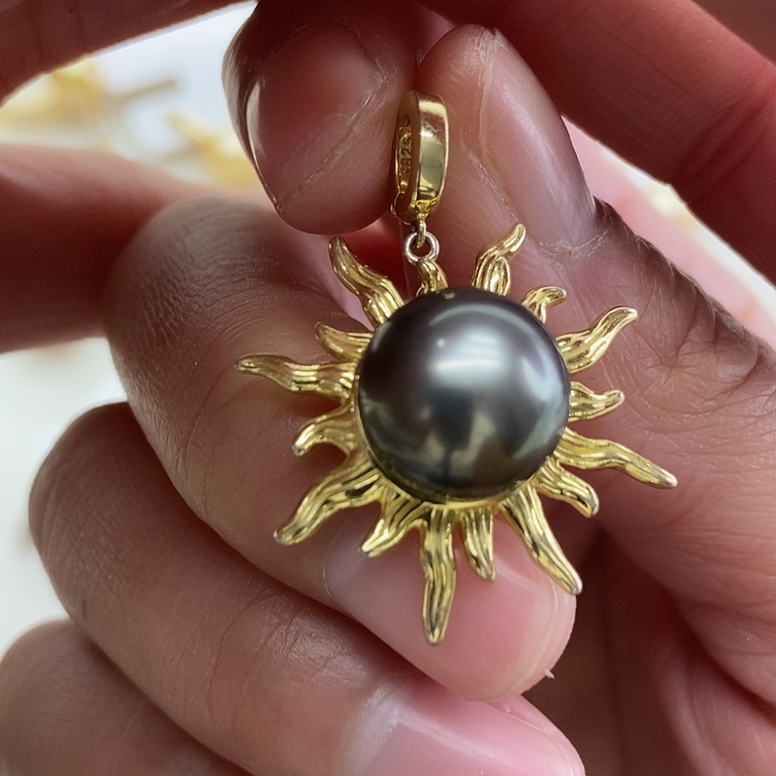 吊坠(不含链)银S925镶嵌海水珍珠