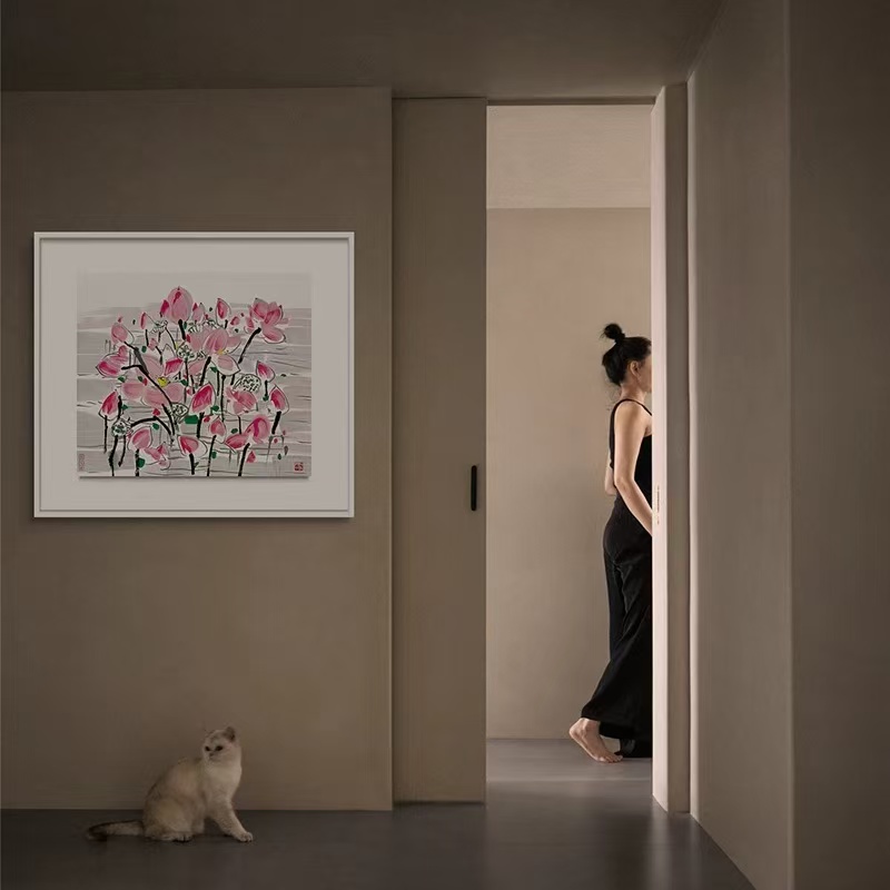 新年喜庆映日新中式客厅国画沙发背景墙装饰画