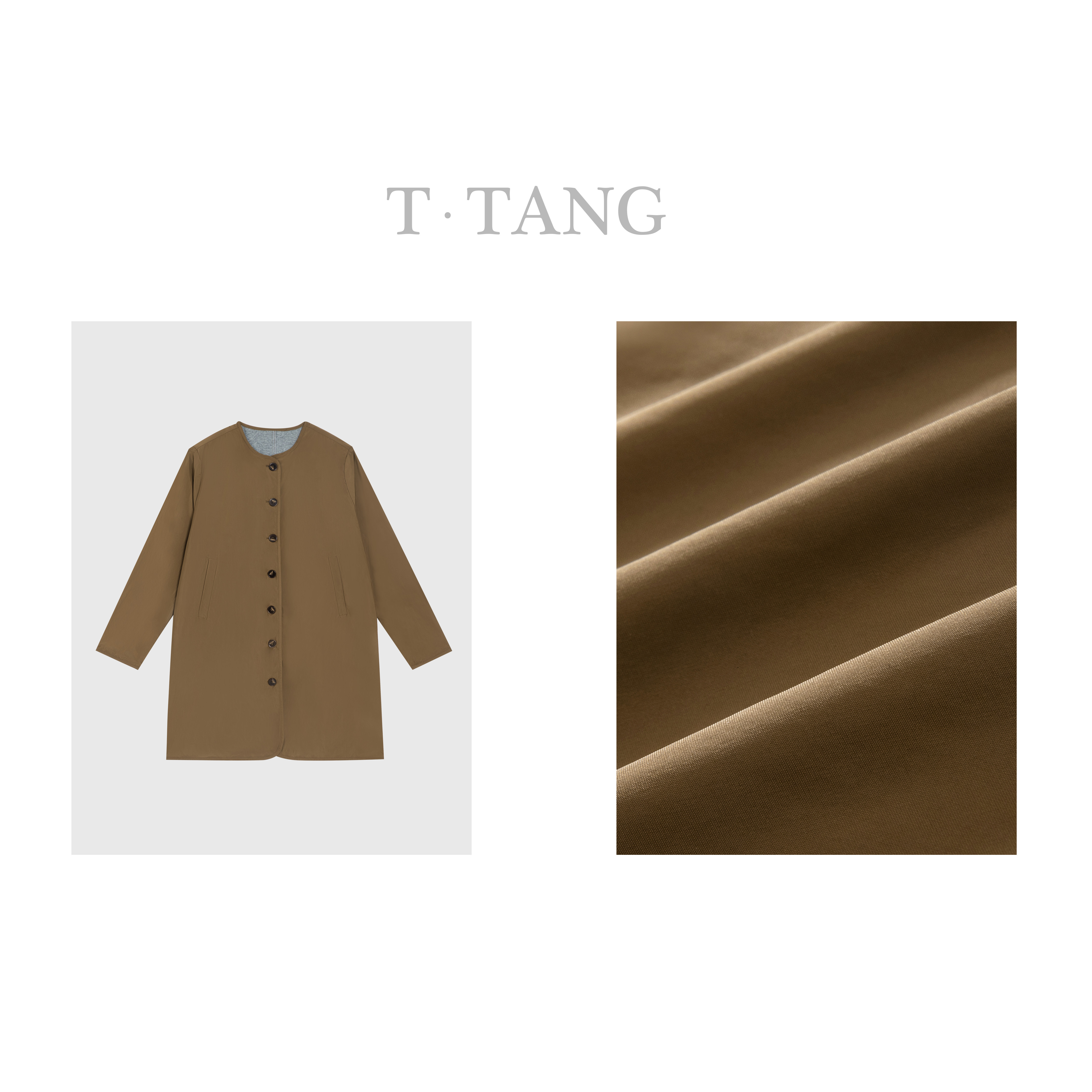 FL秋季记忆色织时尚百搭休闲简约单排扣风衣【6172】55