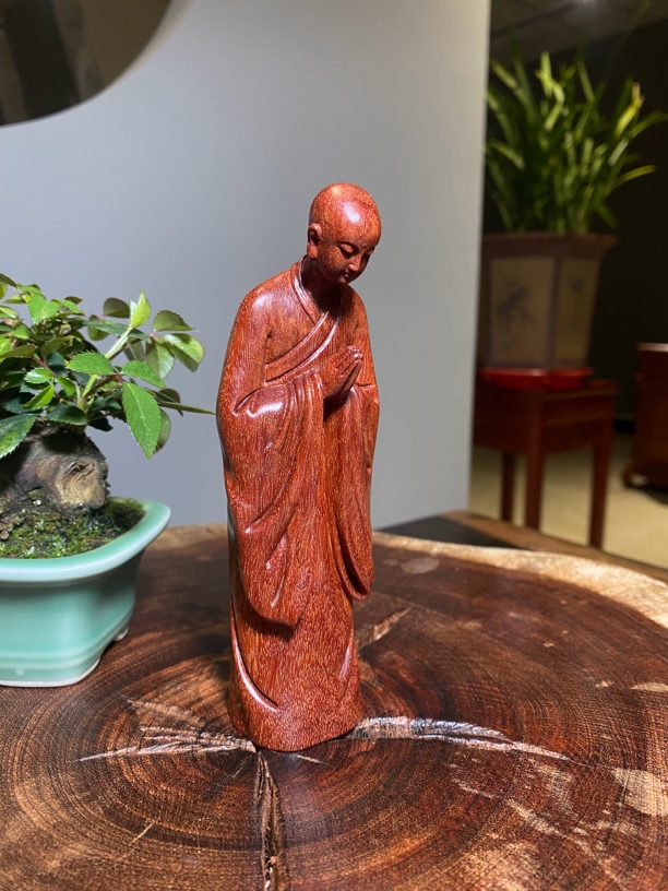 文玩手把件印尼紫檀礼佛小摆件茶室茶空间姹寂风摆件