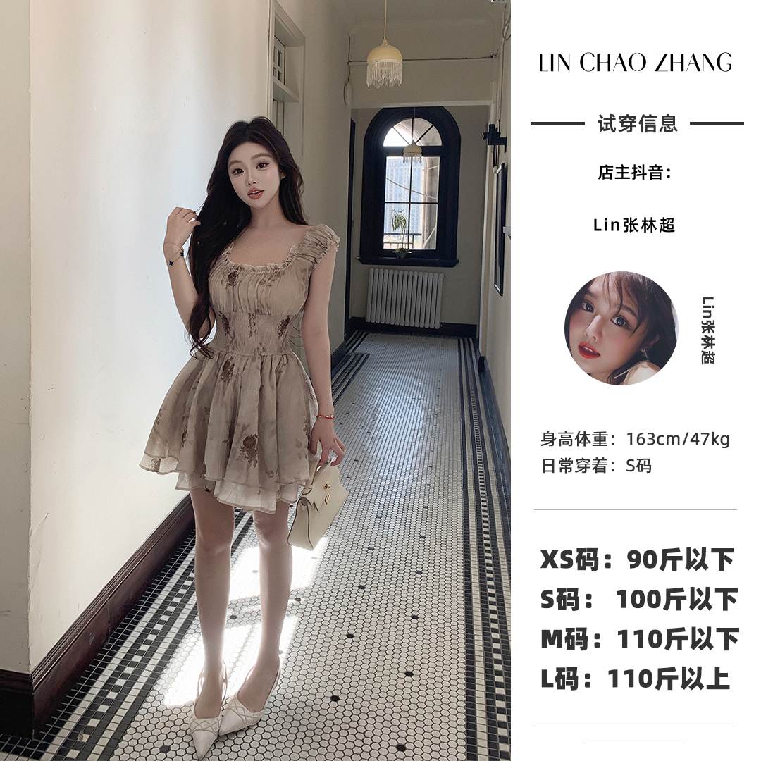  LL250041 古董花修身连衣裙