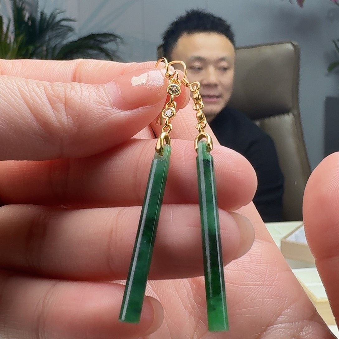 翡翠耳饰银S925镶嵌天然