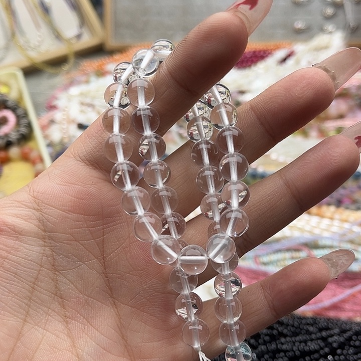 玛瑙/玉髓珠宝半成品未镶嵌一条8.5mm左右白水晶珠