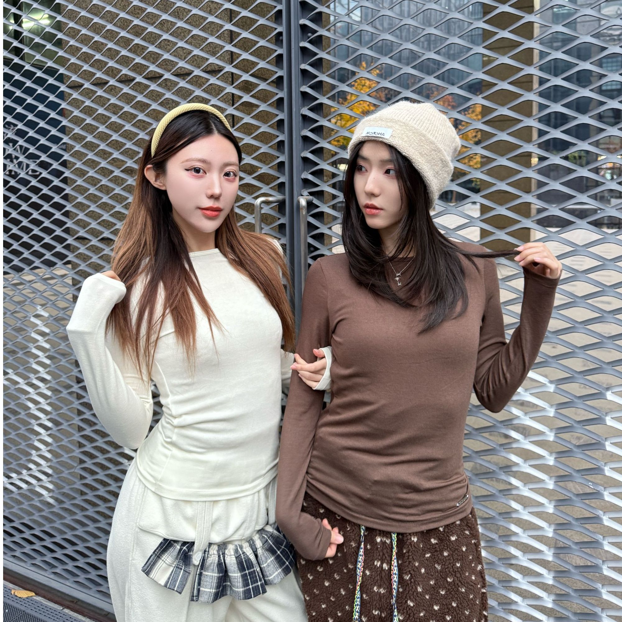 河岸家买手店MONOHA天丝莫代尔山羊绒修身纯色打底衫女秋冬