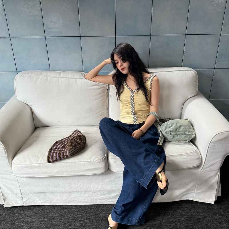 Seyora【织间原野】欧若风三色手工编辨两面穿褶皱背心 D34144SY52