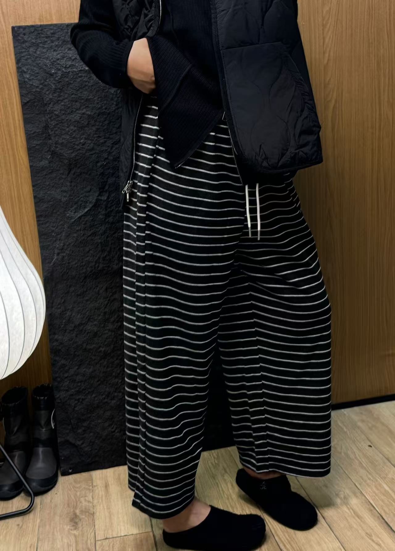 《子后》微胖大码 秋冬新品 休闲洋气条纹休闲裤