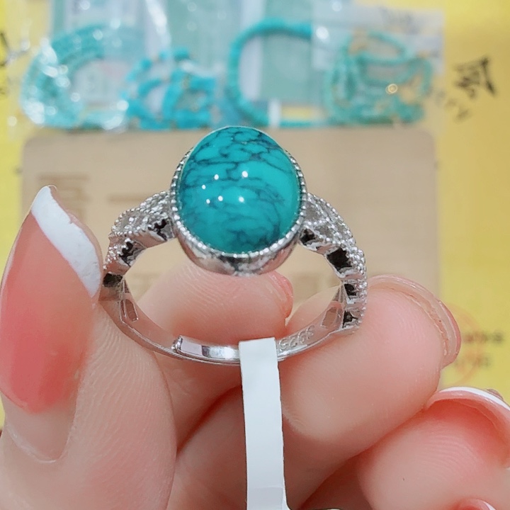 枫***叶绿松石银S925镶嵌珠宝奇石