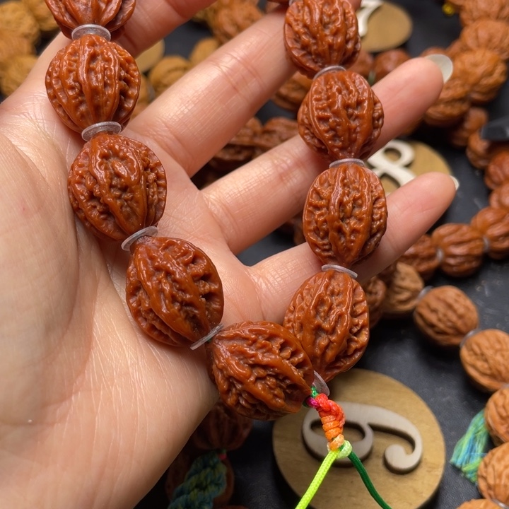 文玩核桃手串深纹京八棱鸡心龙脊