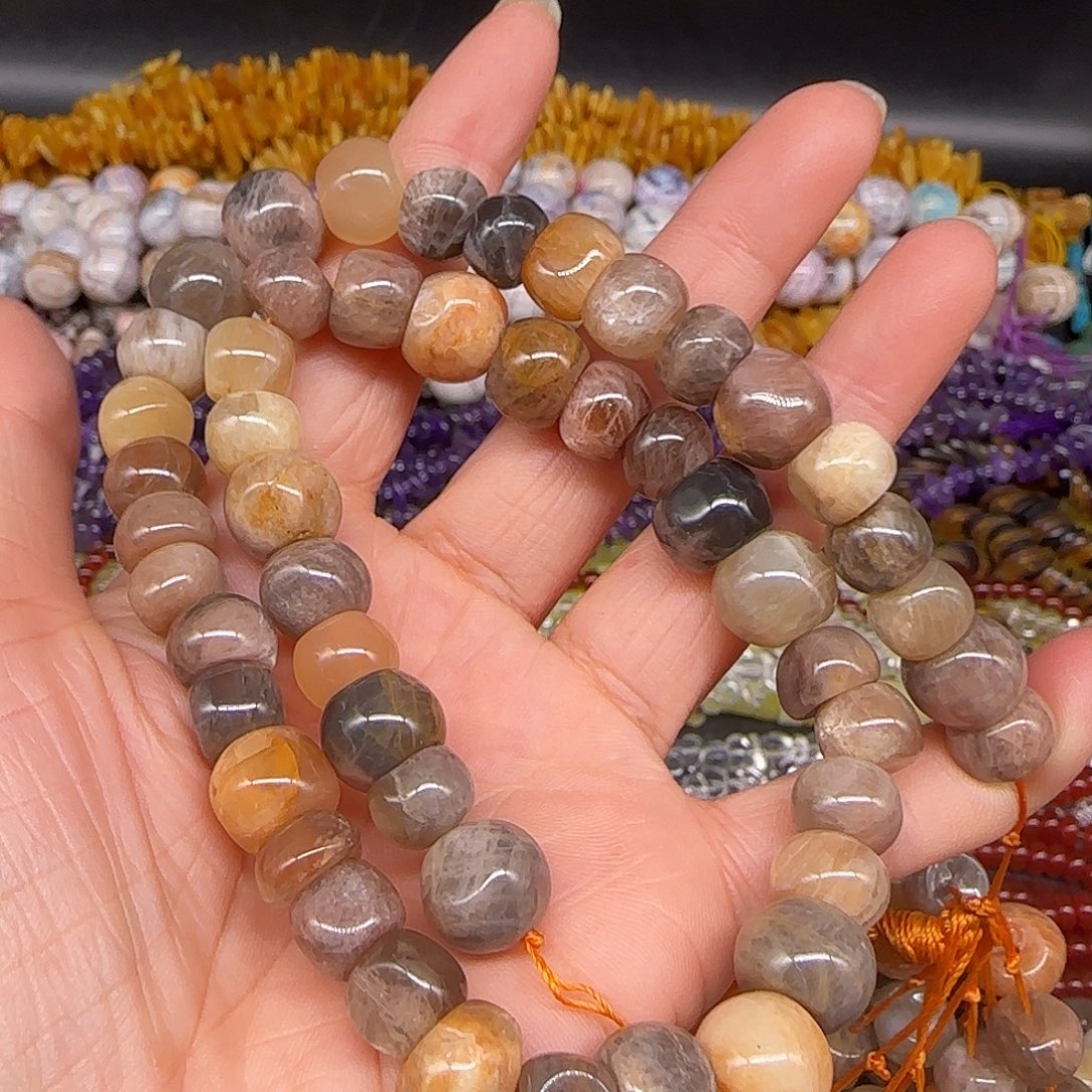 玛瑙/玉髓合金珠宝半成品黑金骨干10-12mm一条