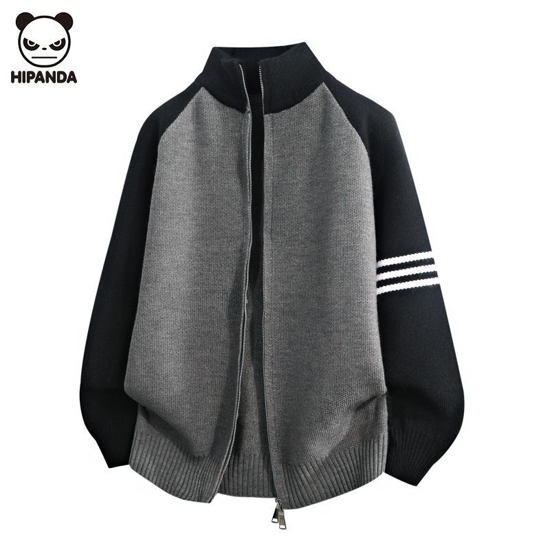 Hi Panda开衫立领毛衣男士秋季新款百搭宽松舒适时尚潮流美式男装