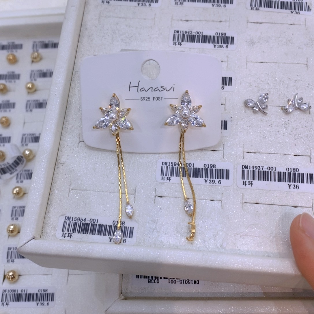 合成碳硅石铜合金925银小绵羊耳饰