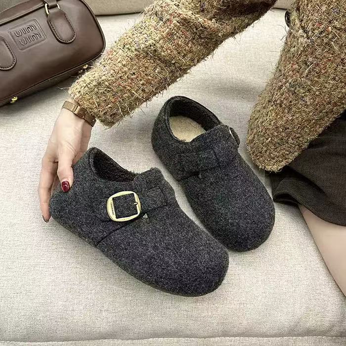 5厘米卡皮巴拉毛呢厚底增高勃肯鞋2025冬季新款阔腿裤必备鞋棉鞋