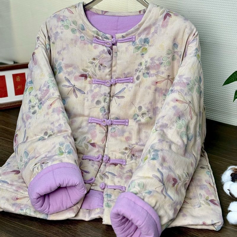 【玄英】双层螺纹棉服国风新中式新疆长绒棉花外套盘扣棉袄保暖