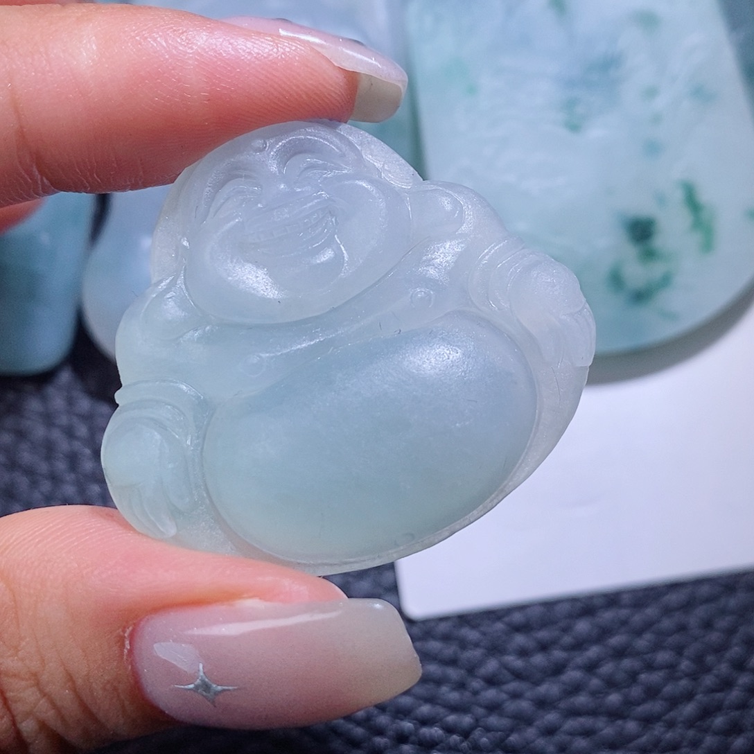 定制翡翠未镶嵌毛货付款后确认抛光