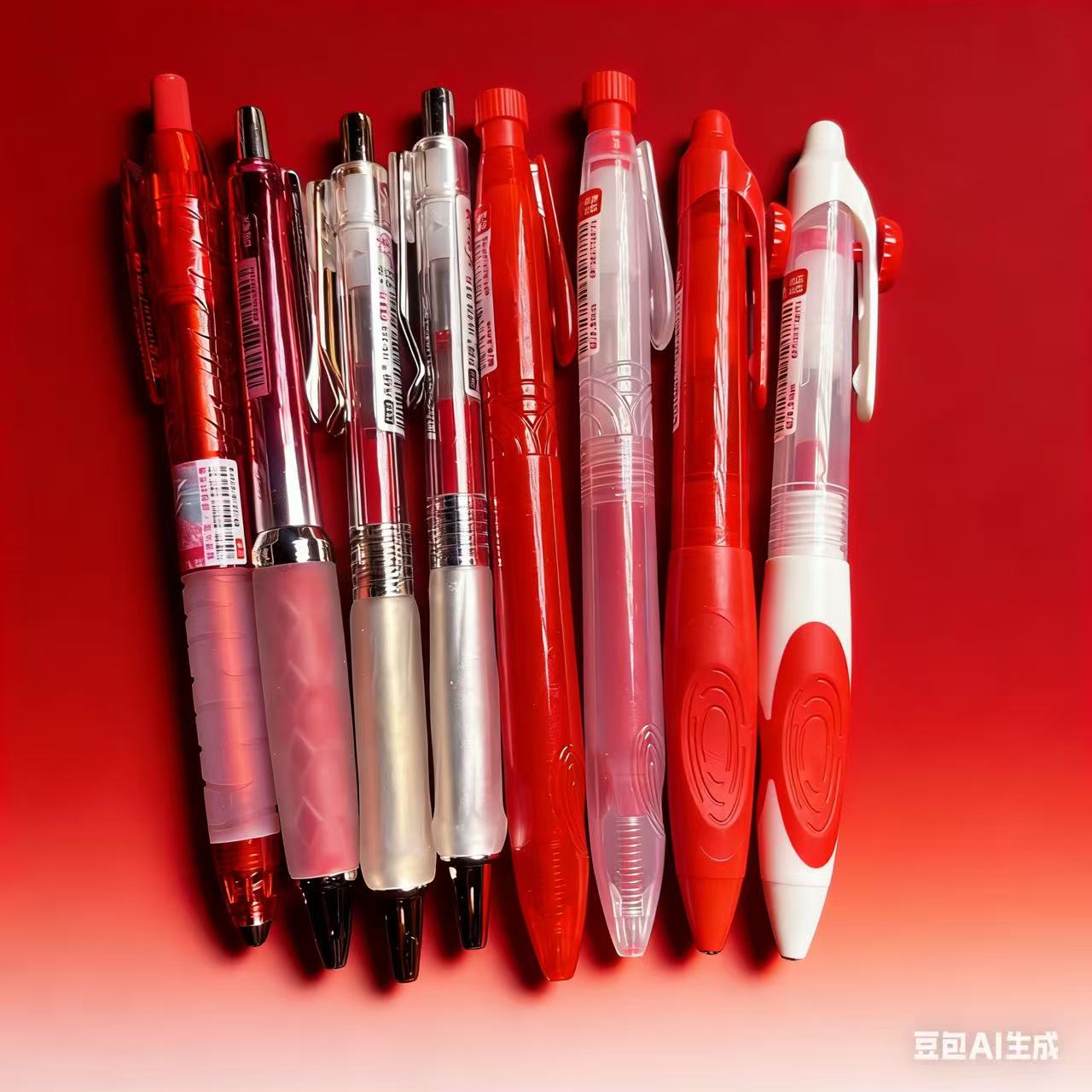 橙璞文具组合按动中性笔多个品牌红色组合8支