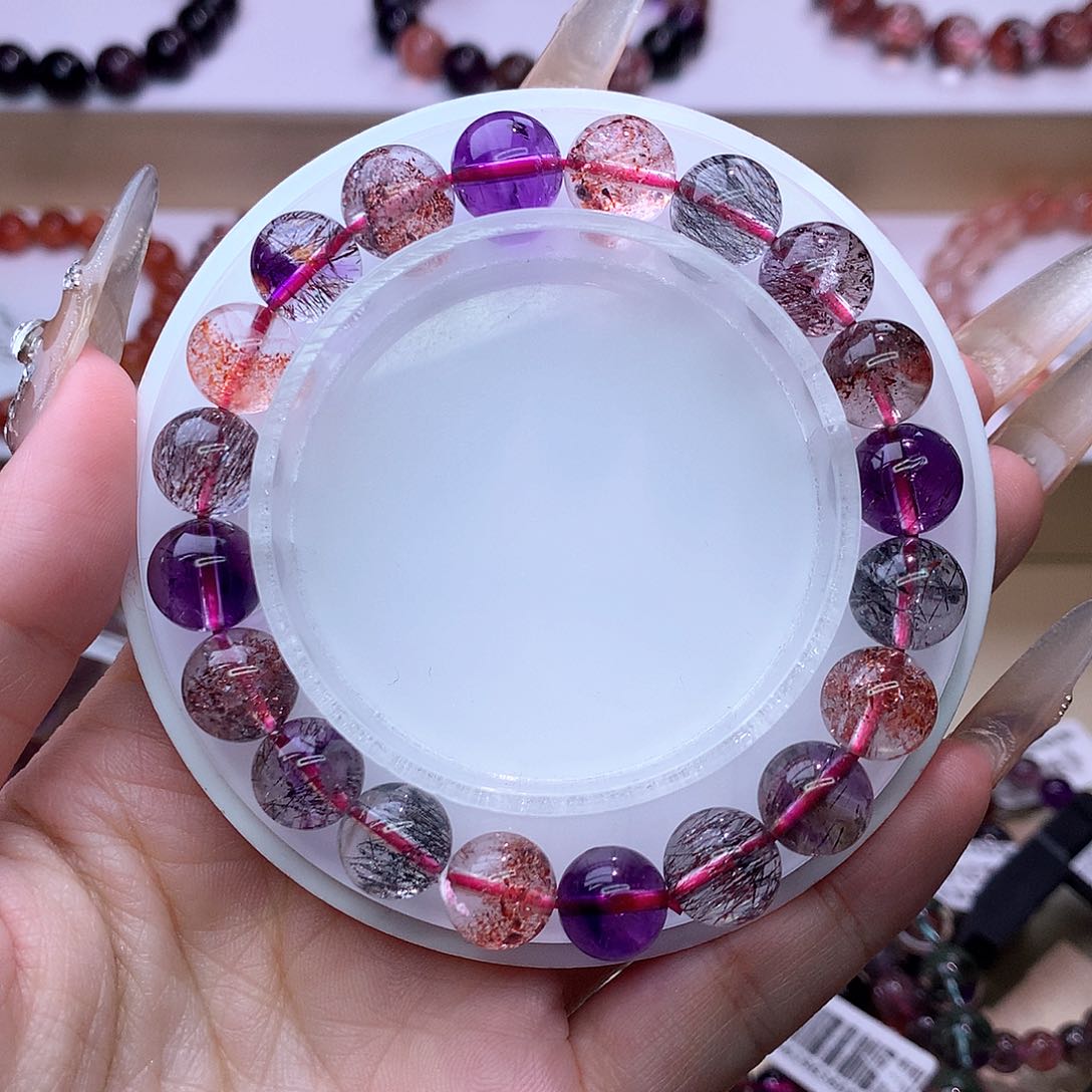 水晶手链未镶嵌黑加仑超七9m+