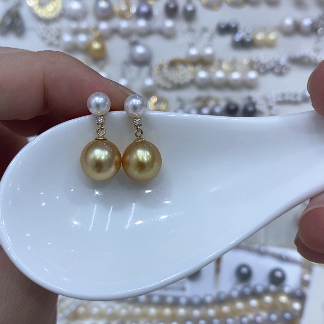 海水珍珠耳饰18K金镶嵌