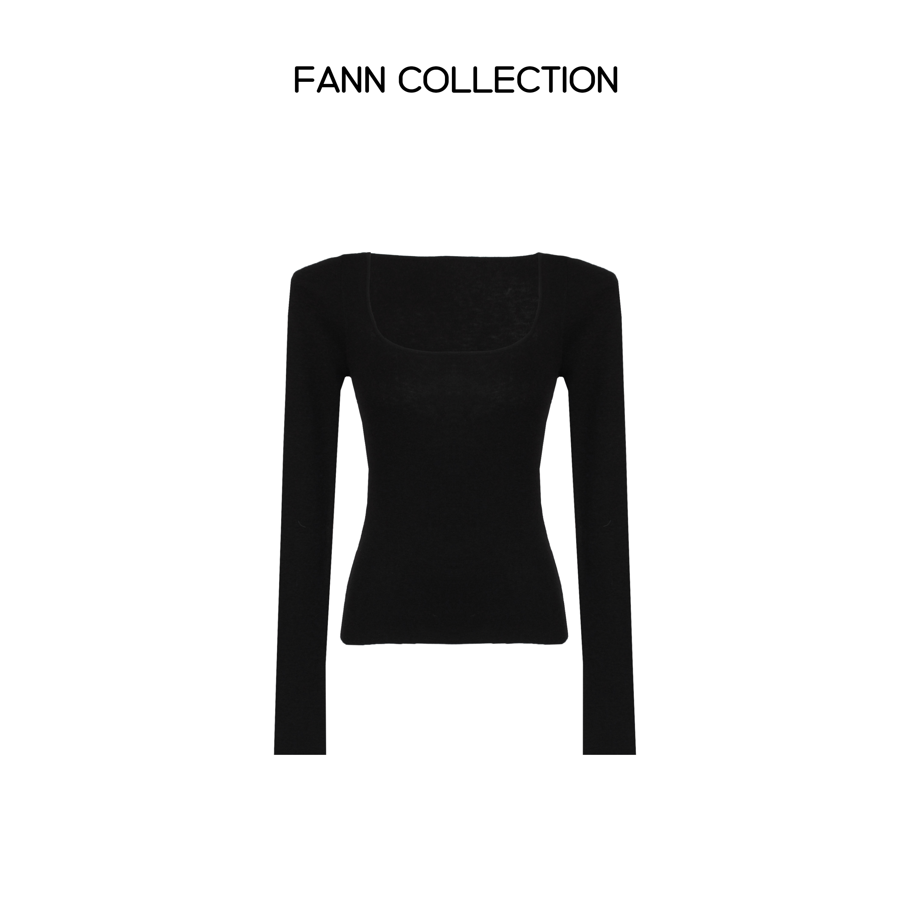 饭饭FANN COLLECTION 拥抱 羊毛百搭纯色方领打底针织衫FANNA118