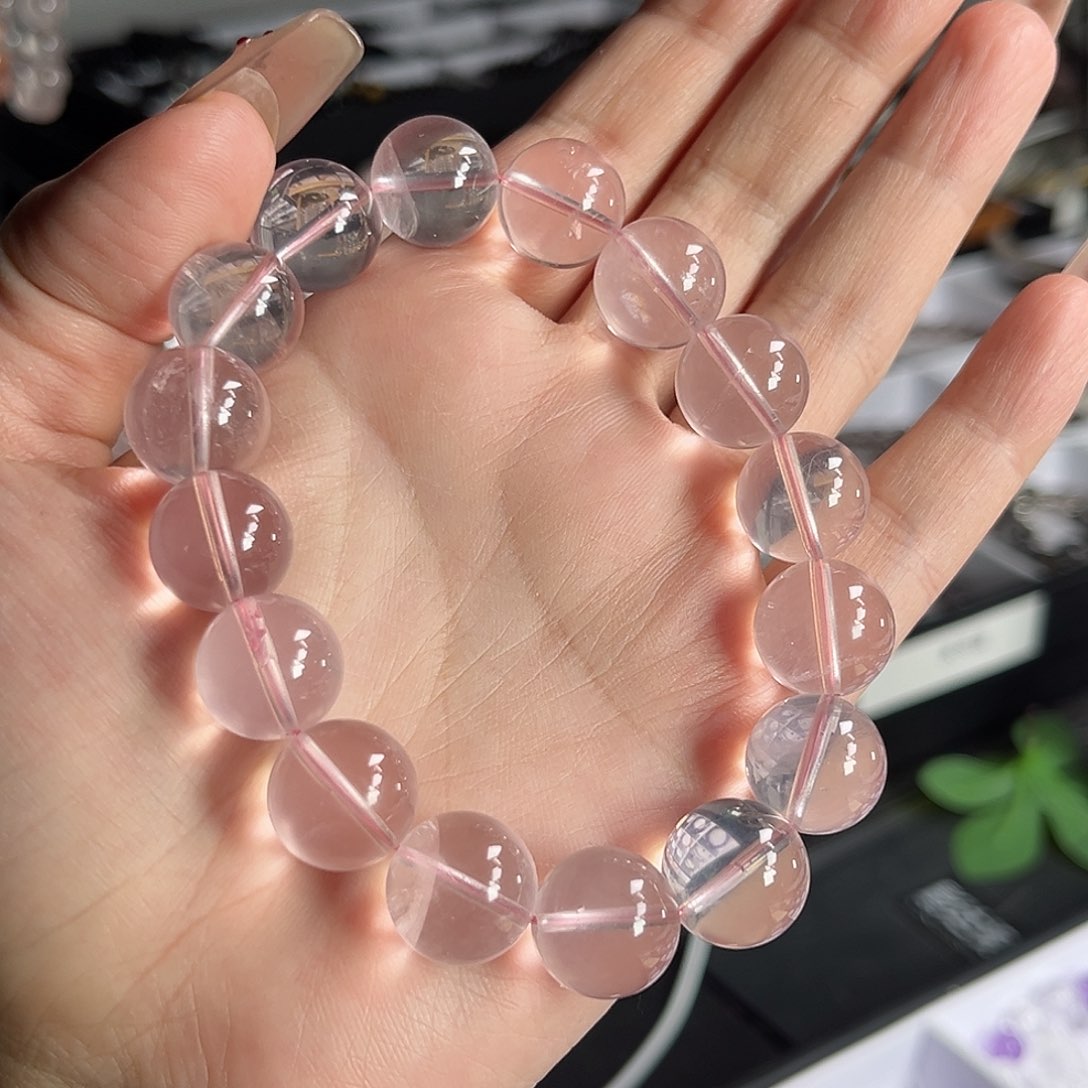 水晶手串未镶嵌粉水晶13mm