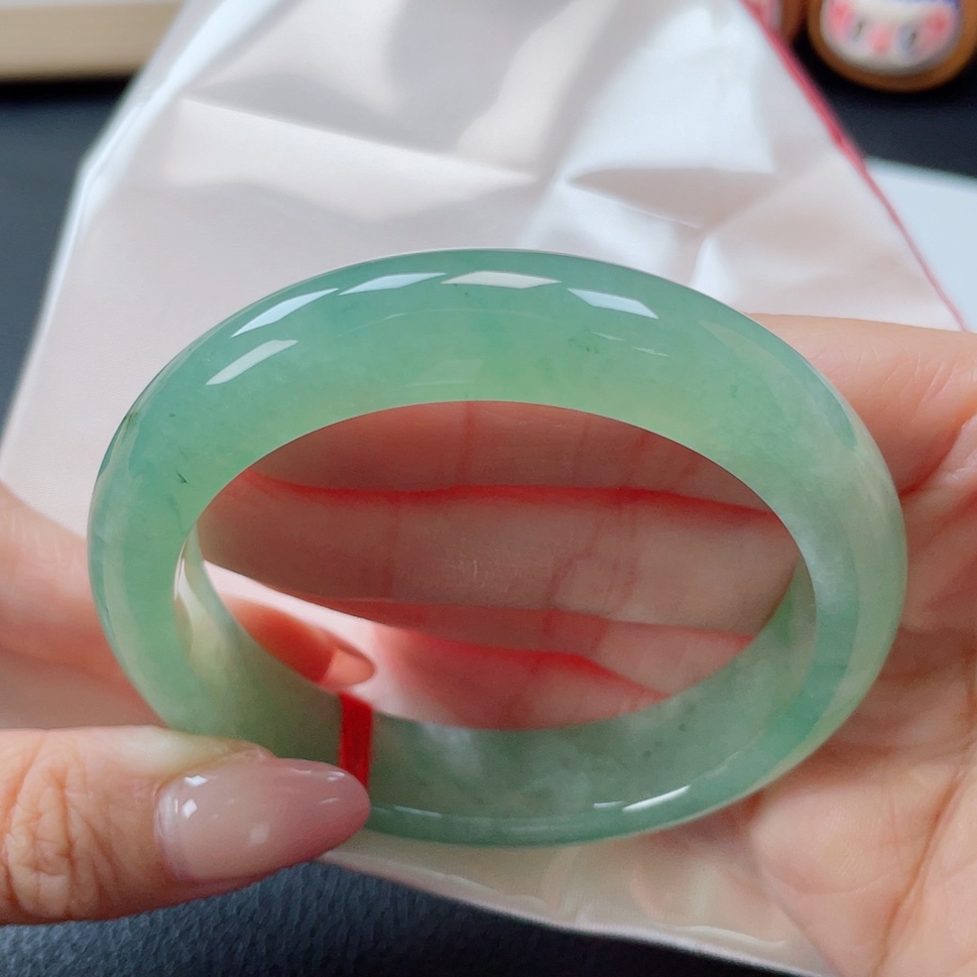 翡翠手镯未镶嵌翡翠11380 冰透满绿云朵棉