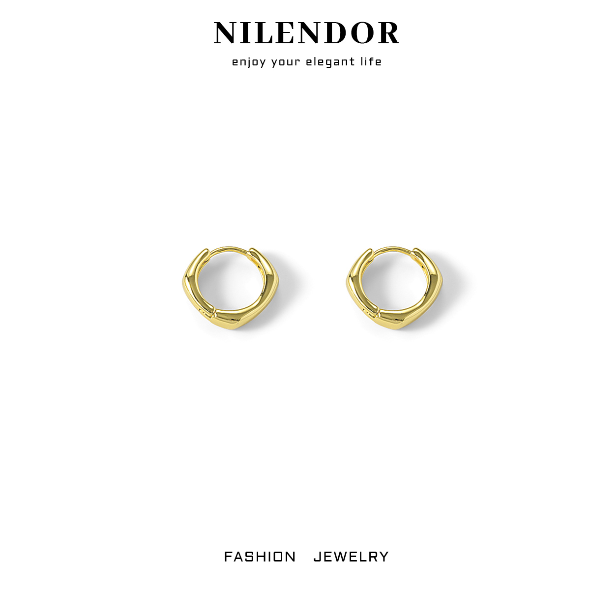 铜合金耳饰 ES-36时尚气质百搭内圆外方简约耳圈