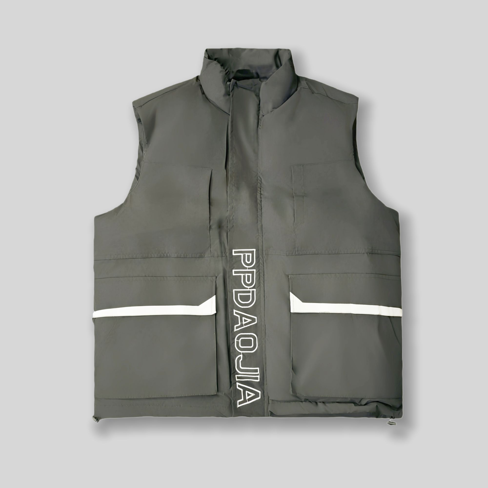 潮牌立体口袋工装撞色刺绣字母棉马甲冬季加厚保暖户外坎肩外套