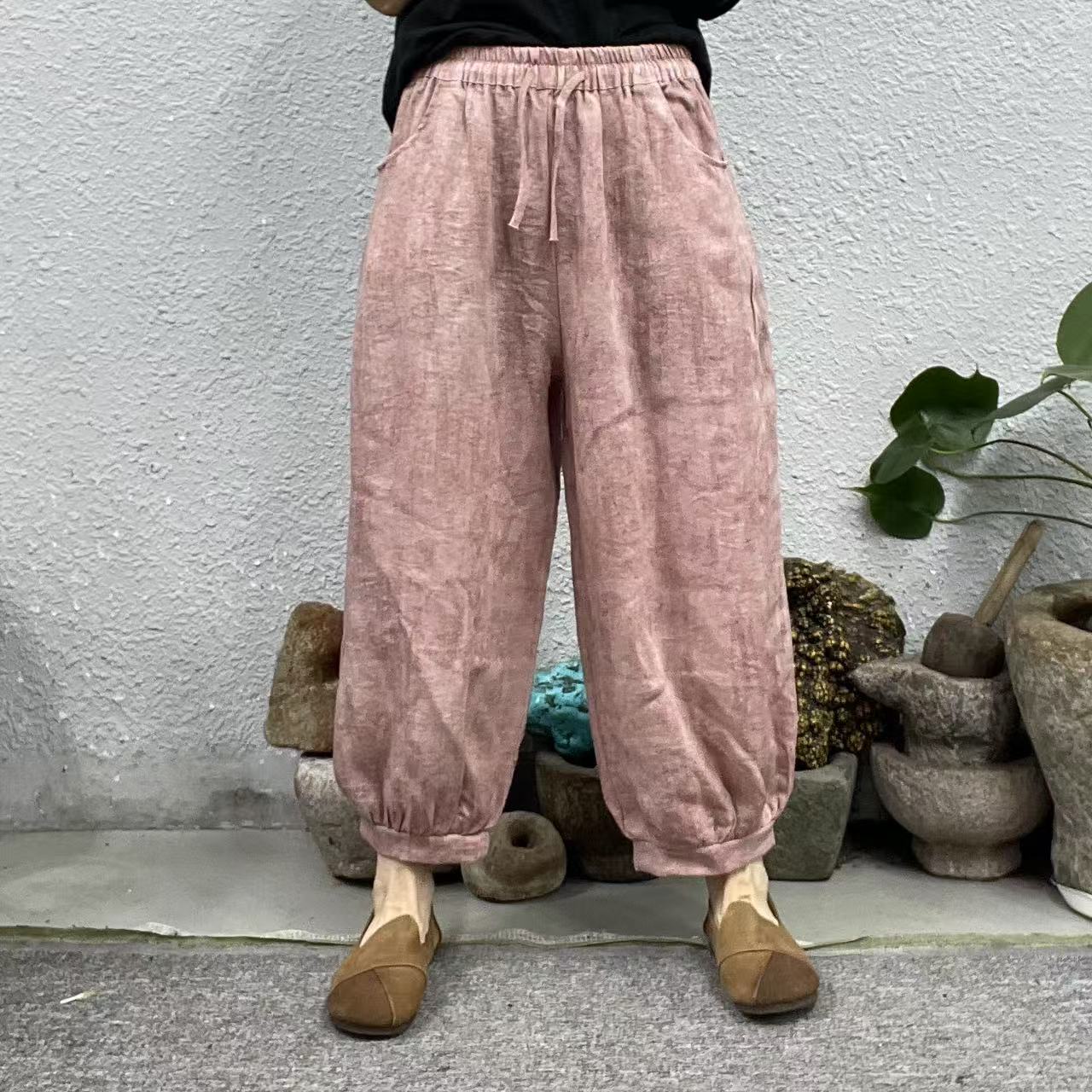30319汉麻扎染灯笼休闲裤（长90臀围126脚口38