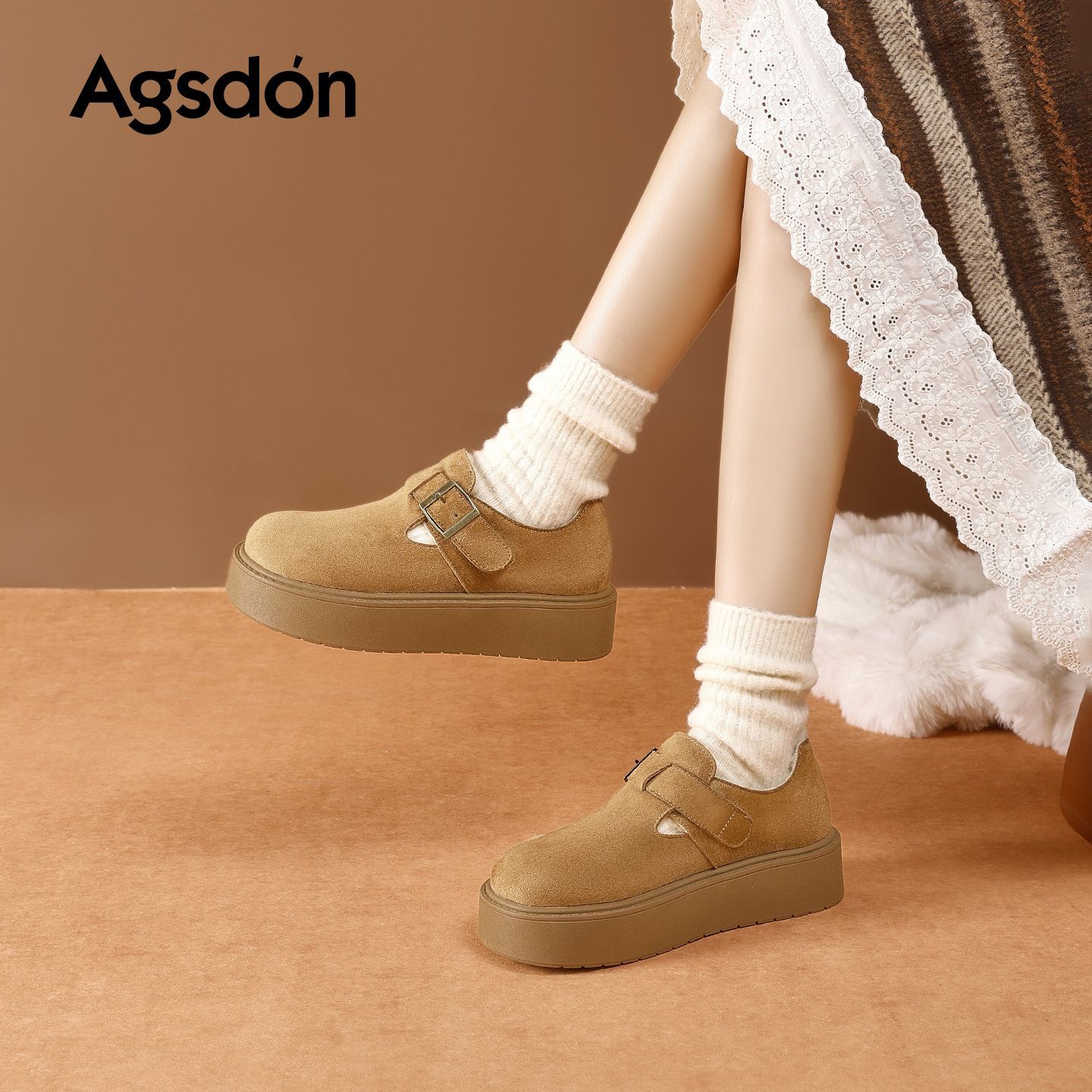 yb143374加绒勃肯鞋女2025新款冬季厚底增高棉鞋一脚蹬毛绒雪地靴