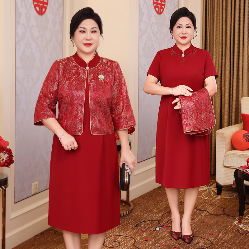 优雅礼服端庄大气套装订婚连衣裙喜妈妈高档结婚大码喜服WH25579