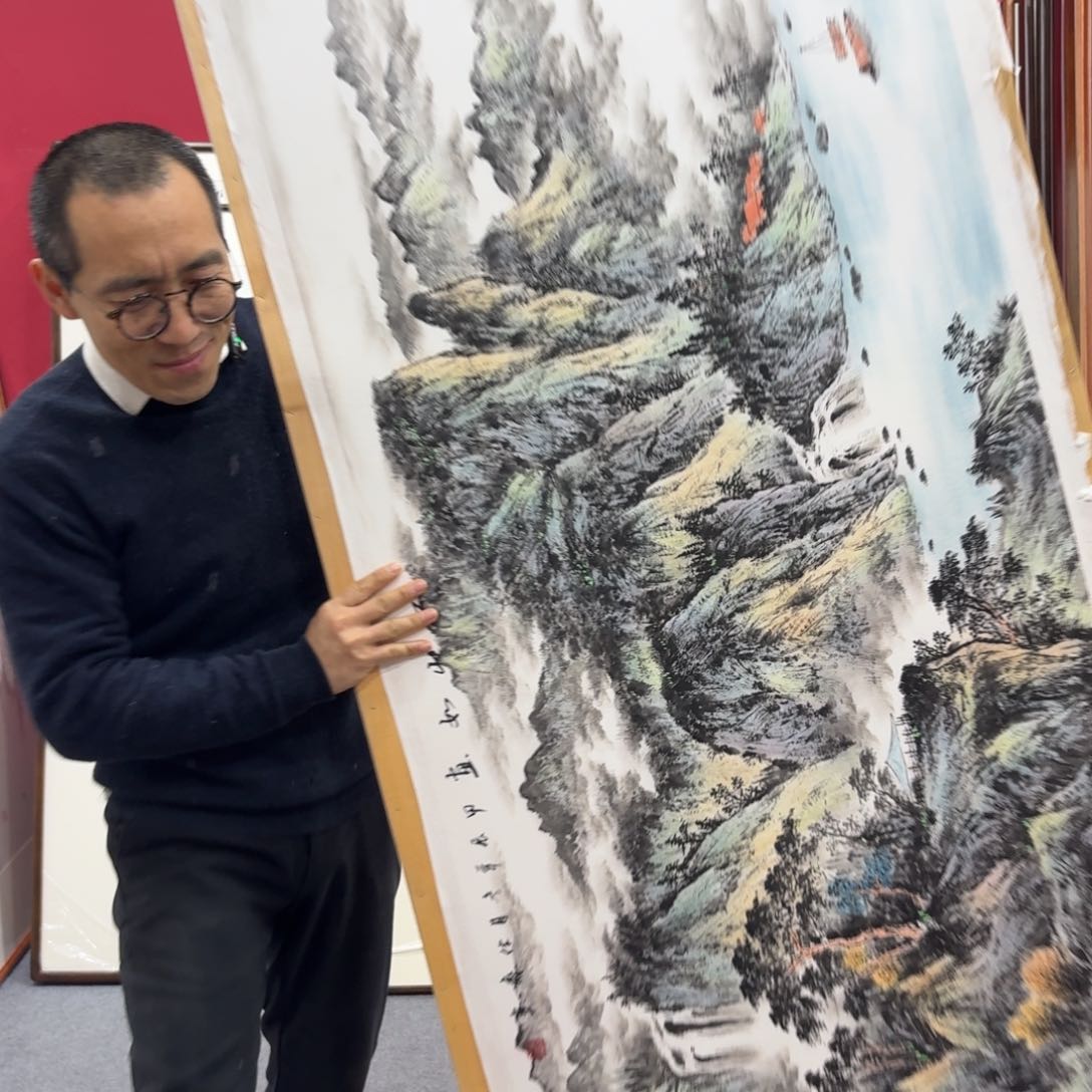 国画喜****物带框绘画作品