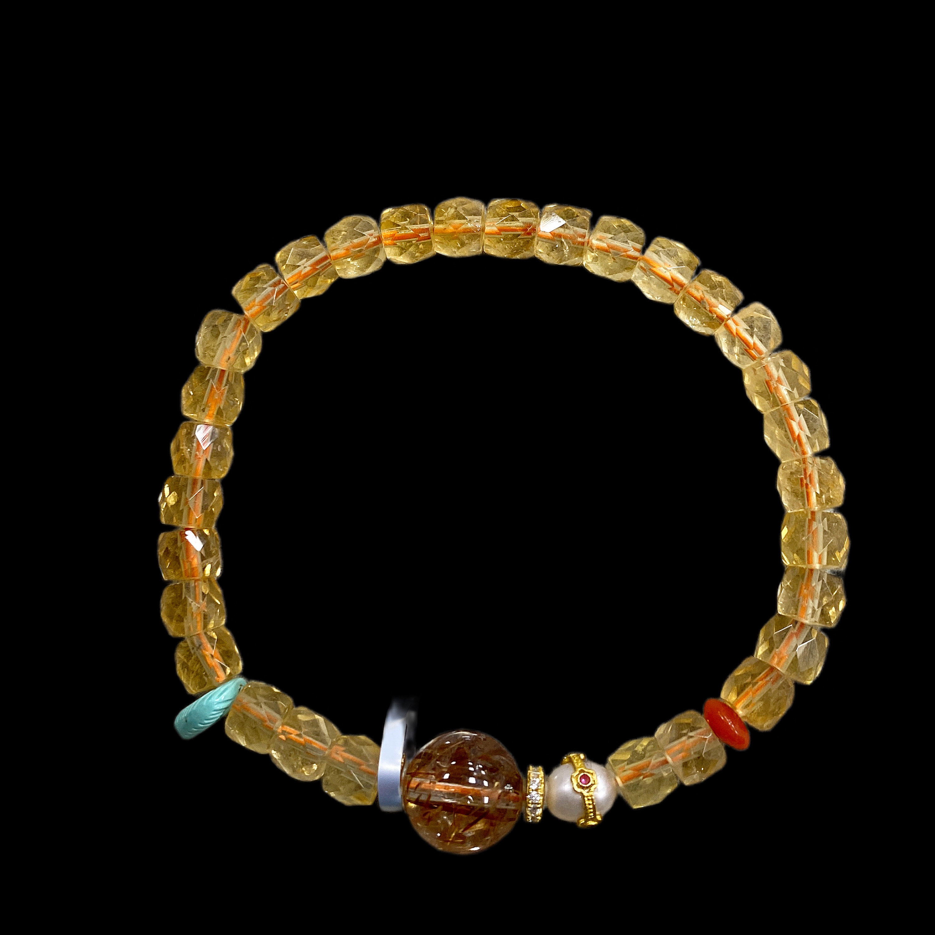 N3838黄水晶手串孤品