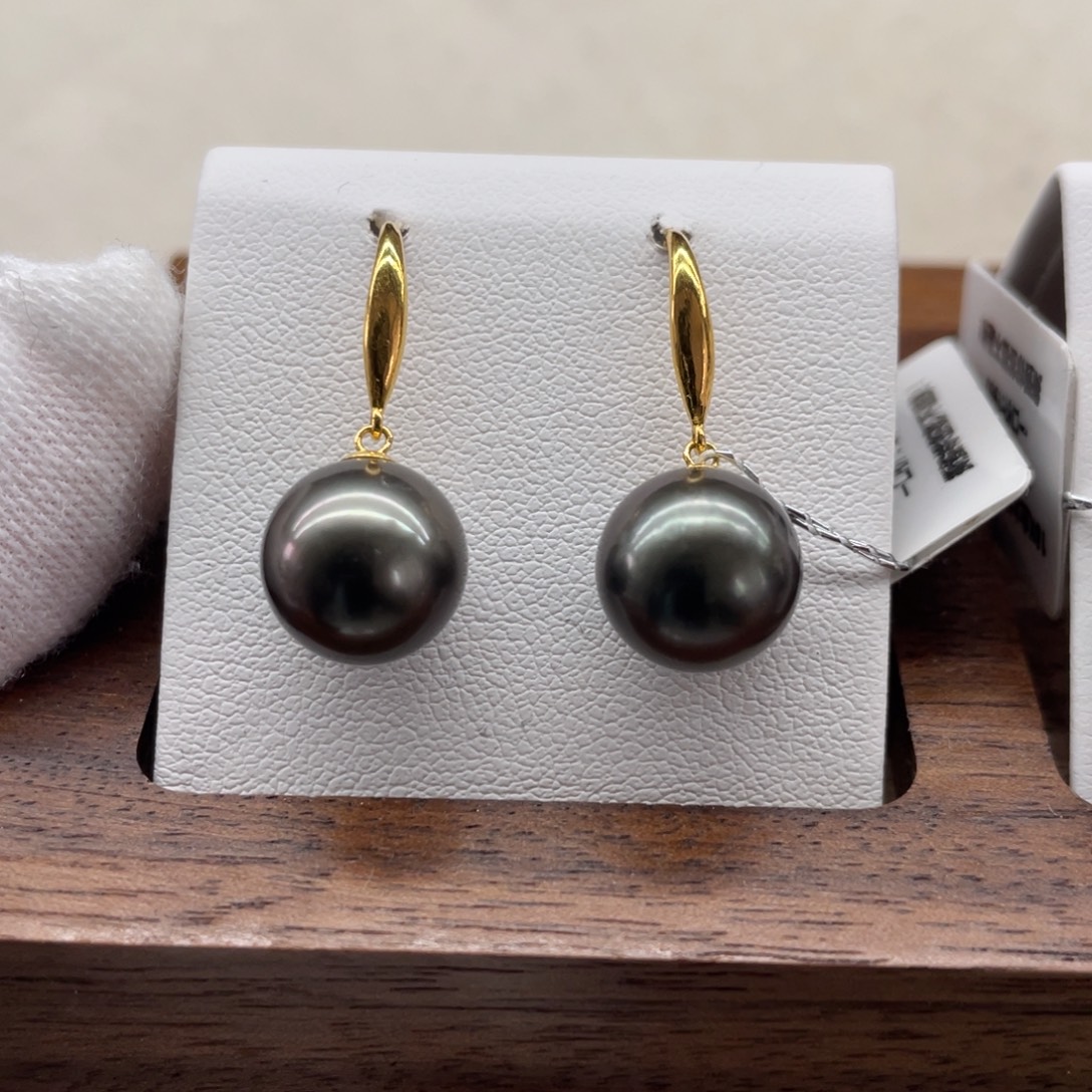 海水珍珠耳饰18K金镶嵌10-11mm