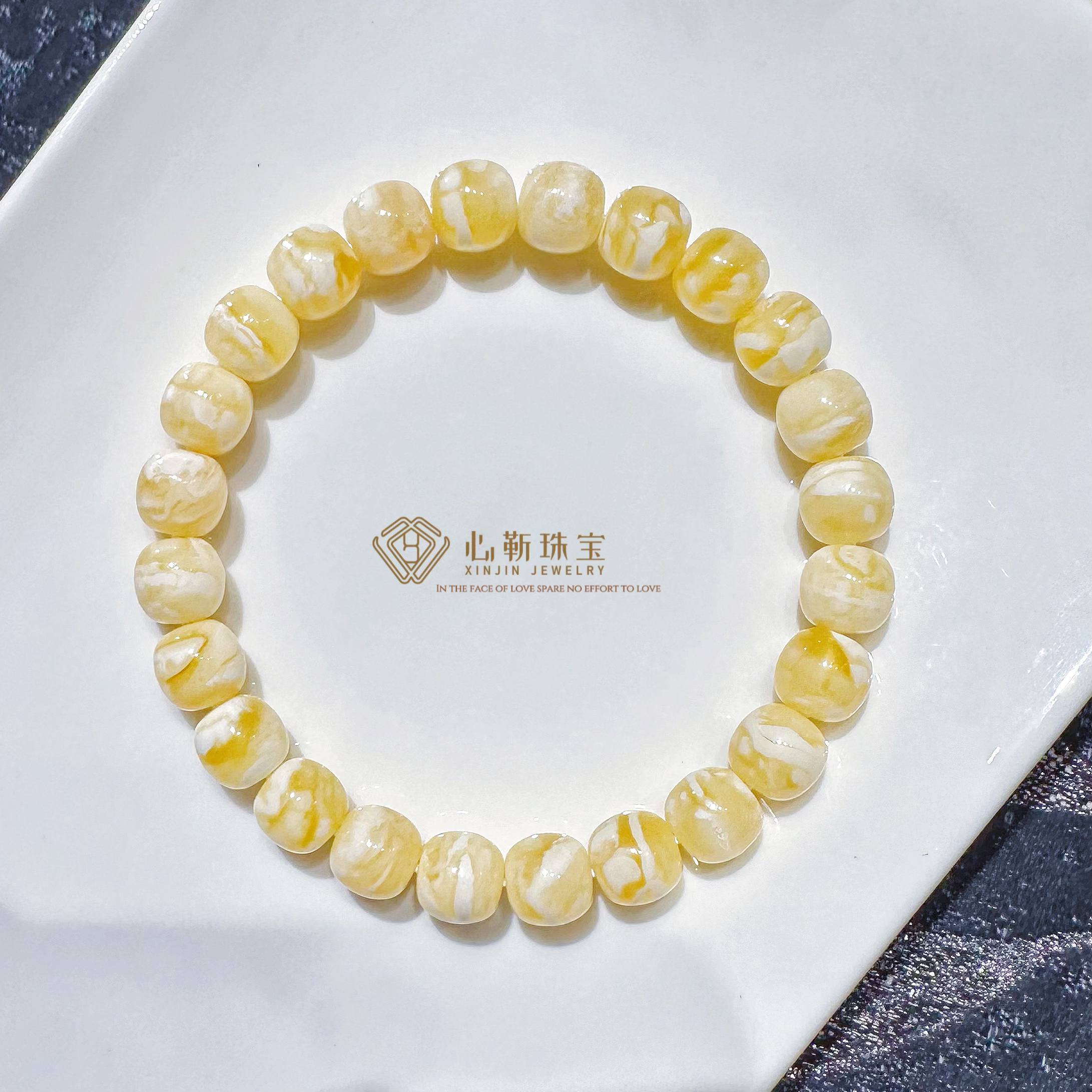 【典藏·虎皮】9mm金瓷白虎皮纹千层雪蜜蜡老型手串 极限弧高桩 