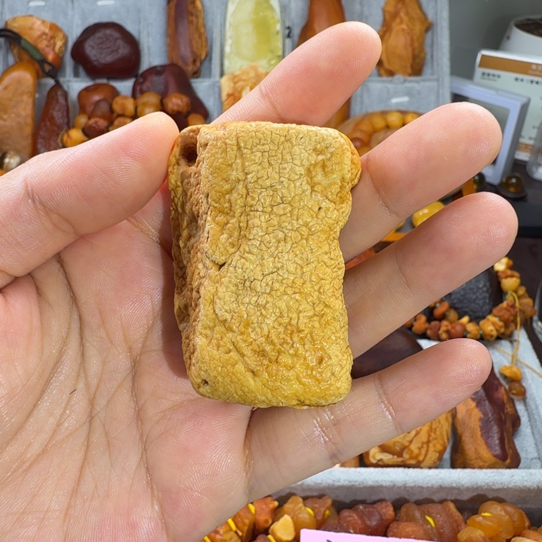 定制琥珀未镶嵌荔枝皮全皮白蜡