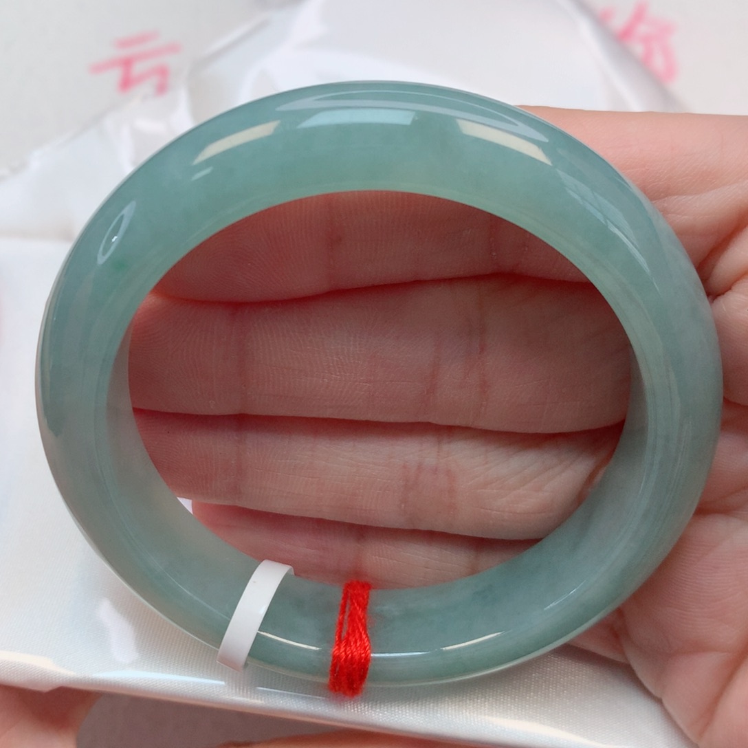 翡翠手镯未镶嵌53.9圈 蓝绿底