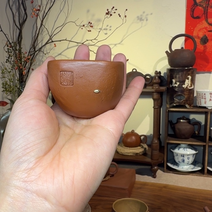 巧***末紫砂茶壶紫砂朱泥手捏杯60容量的