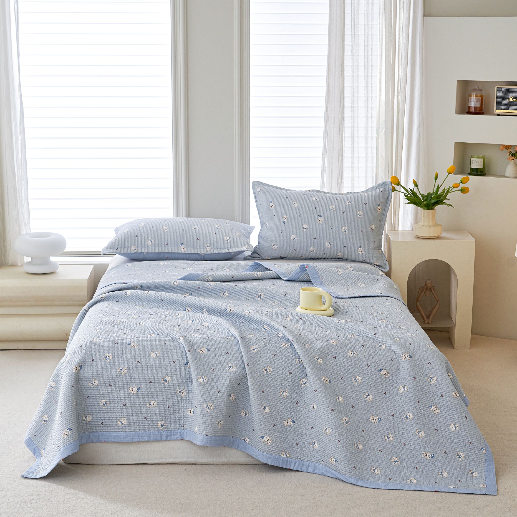 【床盖供应链】大尺寸系列双面全棉高温砂洗床盖绗缝加厚防滑榻榻米