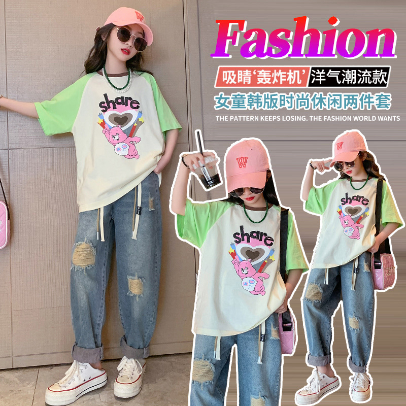 女童短袖拼色卫衣（下单备注编码）